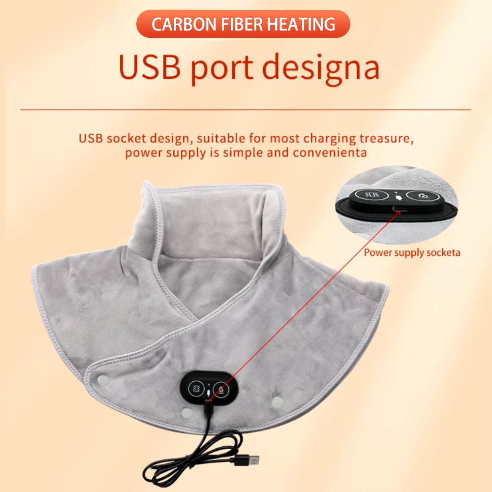 Electric Heating Shoulder Neck Pad Massager USB Cervical Brace Wrap Thermal Compress Relieve Pain Fatigue Warm Back Brace Tool