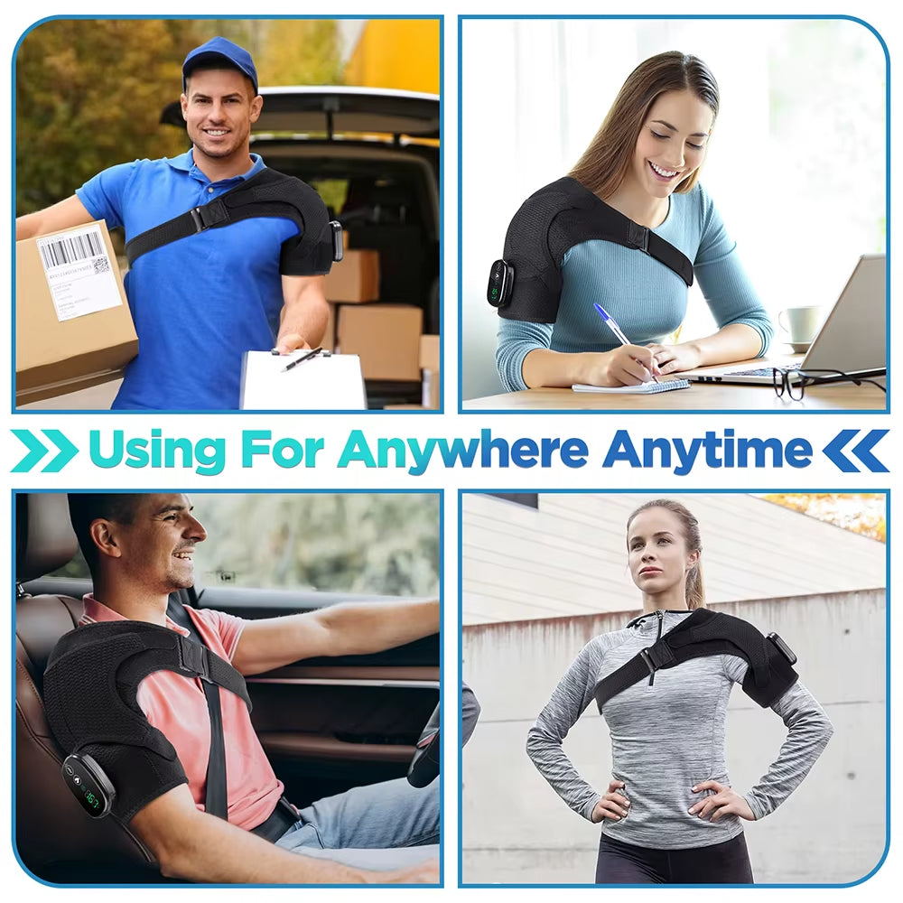 Heating and Vibration Shoulder Support Brace, Electric 3 Level Vibration Shoulder Heating Pad Health Care Shoulder Massager