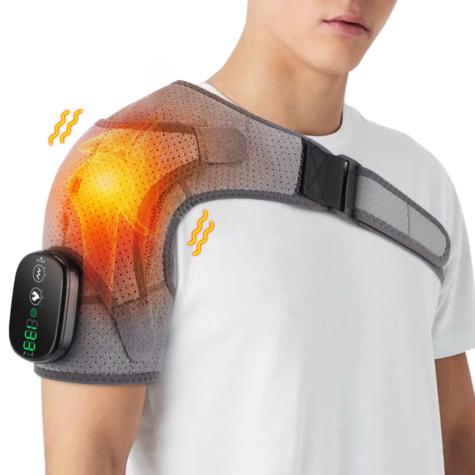 Heating and Vibration Shoulder Support Brace, Electric 3 Level Vibration Shoulder Heating Pad Health Care Shoulder Massager
