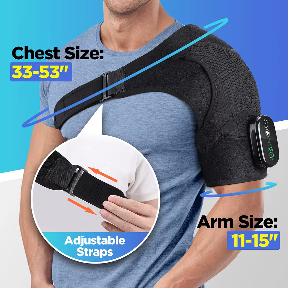 Heating and Vibration Shoulder Support Brace, Electric 3 Level Vibration Shoulder Heating Pad Health Care Shoulder Massager